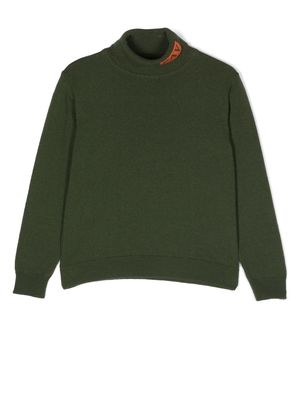Fay Kids intarsia-knit logo sweater - Green