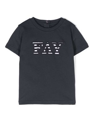 Fay Kids logo-appliqué cotton T-shirt - Blue
