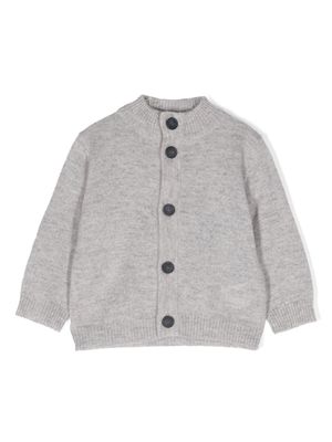 Fay Kids logo elbow-patch knitted cardigan - Grey