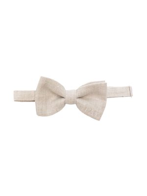 Fay Kids logo-embroidered bow tie - Neutrals