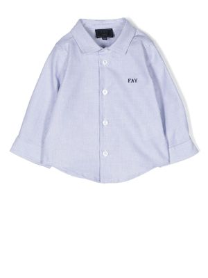 Fay Kids logo-embroidered cotton shirt - Blue