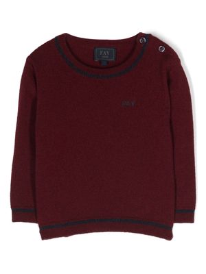 Fay Kids logo-embroidered fine-knit jumper