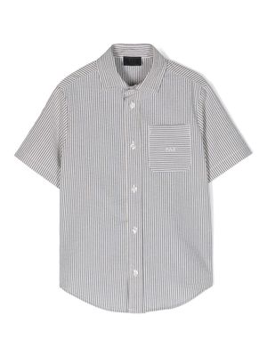 Fay Kids logo-embroidered striped shirt - Blue