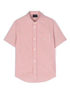 Fay Kids logo-embroidered striped shirt