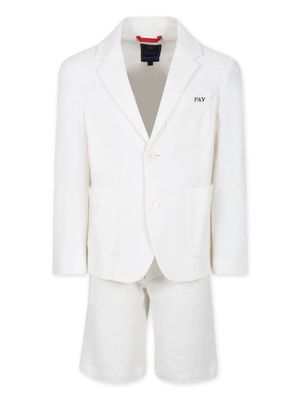 Fay Kids logo-embroidered suit - White