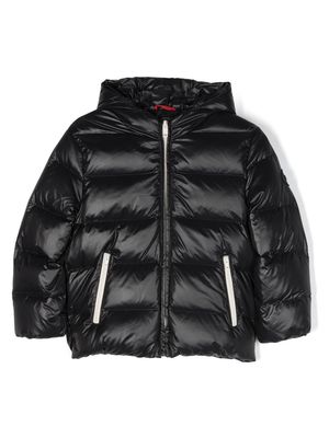 Fay Kids logo-patch hooded padded jacket - Black