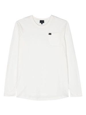 Fay Kids logo-patch long-sleeve cotton T-shirt - White