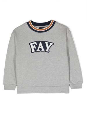 Fay Kids logo-patch mélange cotton sweatshirt - Grey