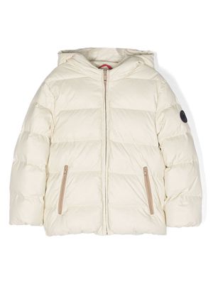Fay Kids logo-patch padded hooded jacket - Neutrals
