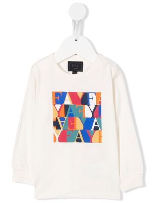 Fay Kids logo-print long-sleeve sweatshirt - Neutrals