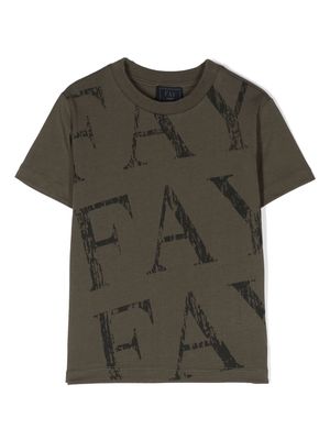 Fay Kids logo-print short-sleeve T-shirt - Green