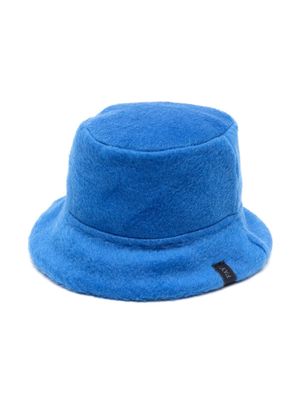 Fay Kids logo-tag brushed bucket hat - Blue
