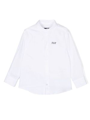 Fay Kids long sleeve logo print shirt - White