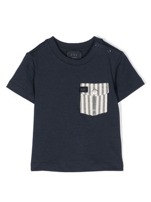 Fay Kids pocket-detail cotton T-shirt - Blue