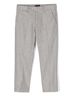 Fay Kids pressed-crease mélange straight-leg trousers - Grey
