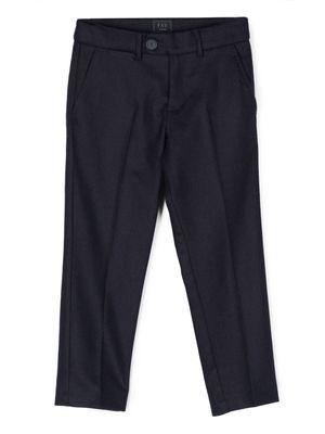 Fay Kids pressed-crease textured straight-leg trousers - Blue