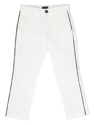 Fay Kids side-stripe cotton trousers - White