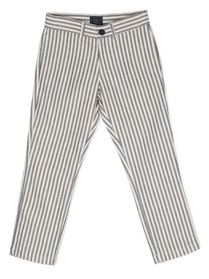 Fay Kids stripe-print cotton-linen trousers - Blue