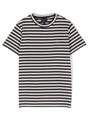 Fay Kids stripe-print cotton T-Shirt - Blue