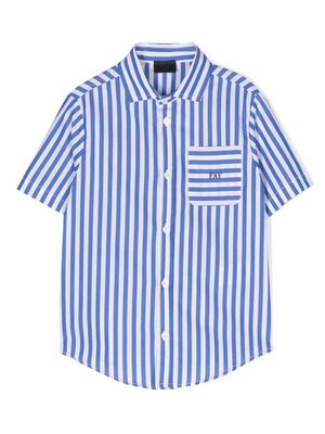 Fay Kids stripe-print short-sleeve shirt - Blue