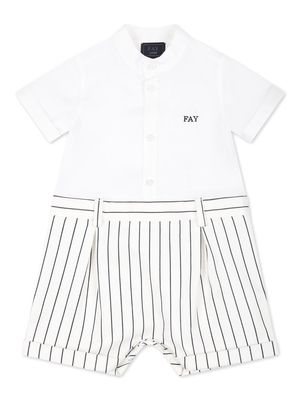 Fay Kids stripe-trouser cotton romper - White