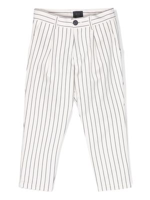 Fay Kids striped tapered cotton trousers - White