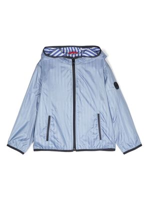Fay Kids striped zip-up hooded jacket - Blue