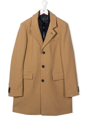 Fay Kids TEEN buttoned single-breasted coat - Brown