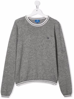 Fay Kids TEEN knit embroidered logo jumper - Grey