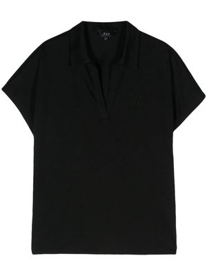 Fay logo-embroidered piqué polo shirt - Black
