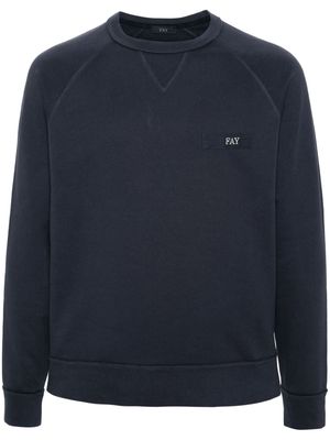 Fay logo-patch cotton sweatshirt - Blue