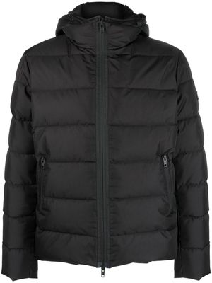 Fay logo-patch padded hooded jacket - Black