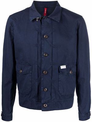 Fay logo-patch shirt jacket - Blue