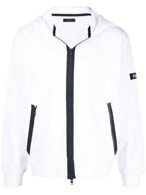 Fay logo-patch zip-up hoodie - White