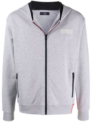 Fay logo-patch zipped hoodie - Grey