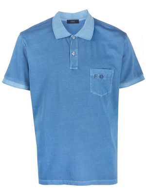 Fay logo-print cotton polo shirt - Blue