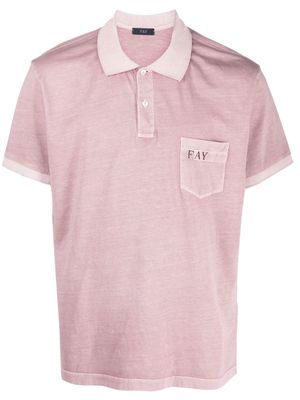 Fay logo-print cotton polo shirt - Pink