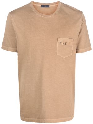 Fay loog-print short-sleeved T-shirt - Brown