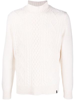 Fay mock neck cable-knit jumper - White