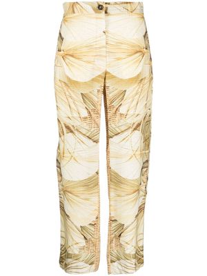 Fay nature-print straight trousers - Neutrals
