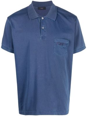 Fay patch pocket cotton polo shirt - Blue