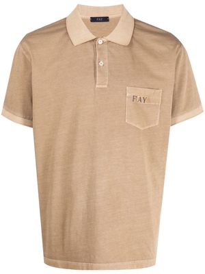 Fay patch pocket cotton polo shirt - Brown