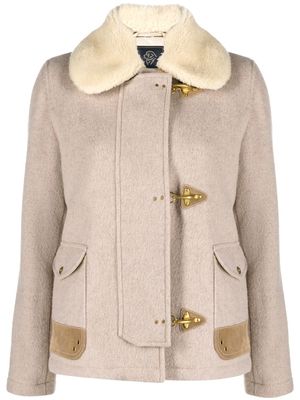 Fay shearling-collar wool jacket - Neutrals