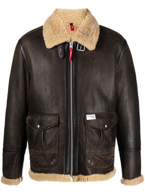 Fay shearling-lined aviator jacket - Brown