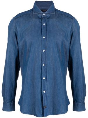 Fay slim-fit denim cotton shirt - Blue