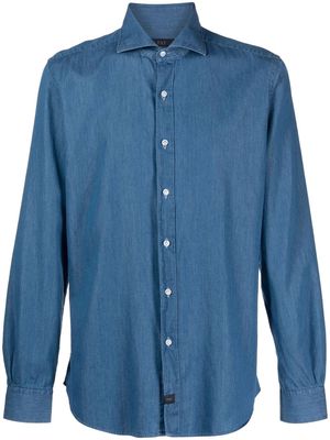 Fay spread-collar cotton shirt - Blue