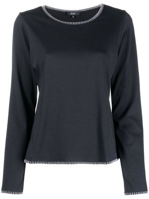 Fay stitched-edge long-sleeved T-shirt - Blue