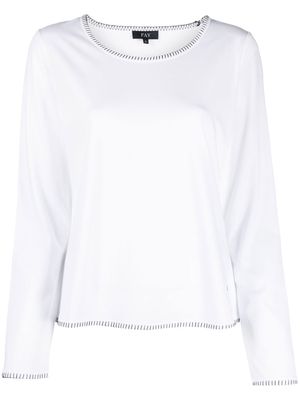 Fay stitched-edge long-sleeved T-shirt - White