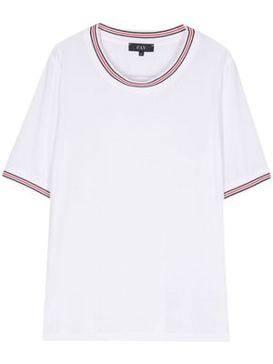 Fay striped-trim T-shirt - White