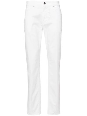 Fay tapered-leg cotton trousers - White